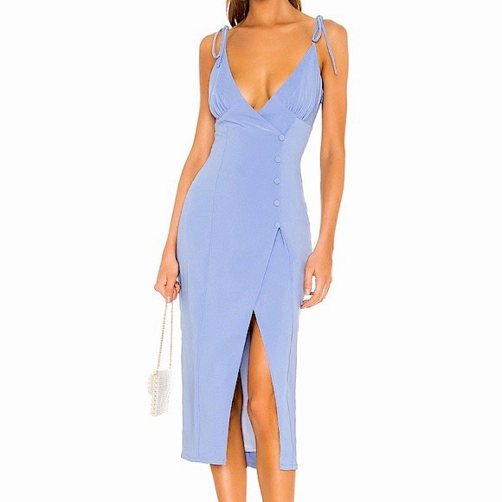 Revolve blue midi dress with slit